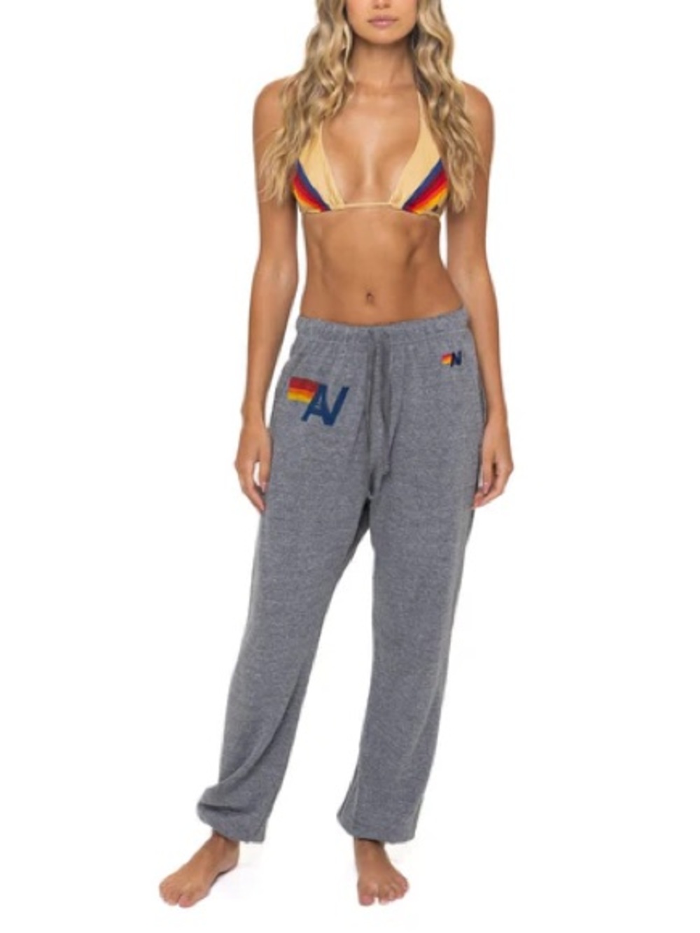 NEW Aviator Nation Logo Sweatpants Heather Grey Size XS